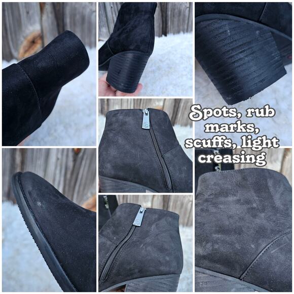 Black Ankle Bootie Blondo Nelli Size 9.5 Nubuck Leather Heel Zip Waterproof - Picture 8 of 13